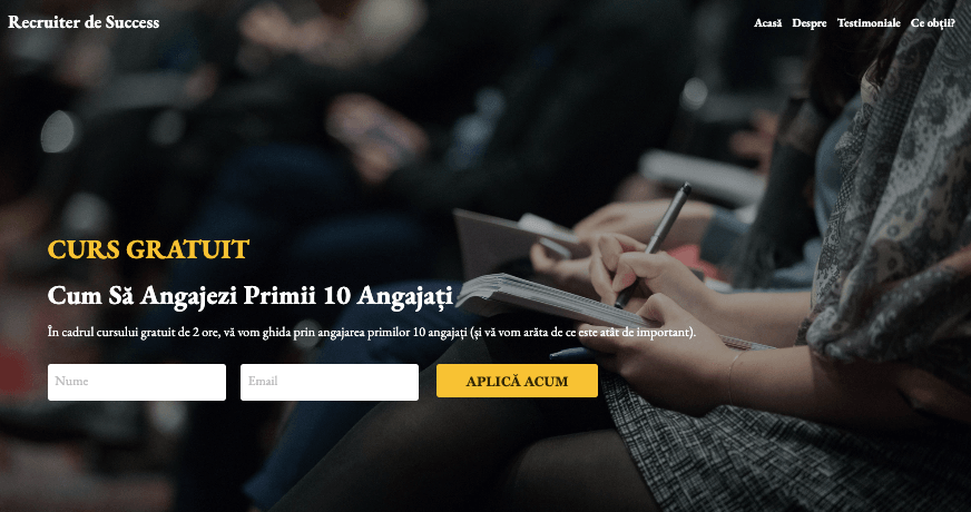 Șablon de website pentru succesul recrutorului cu Strikingly