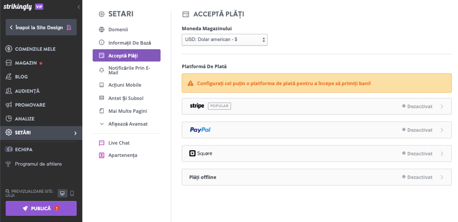 Cum să crești vânzările de comerț electronic cu Strikingly - Oferă mai multe opțiuni de plată