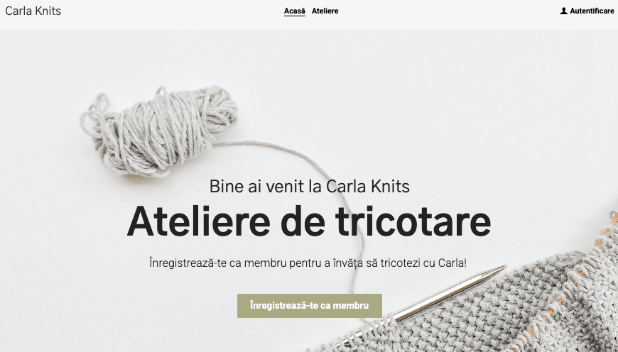 Imaginea luată din Strikingly - Șablonul Carla Knits