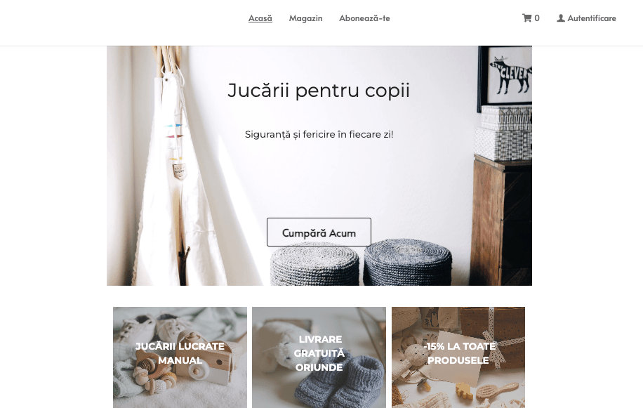 Șablonul Little Toys de la Strikingly