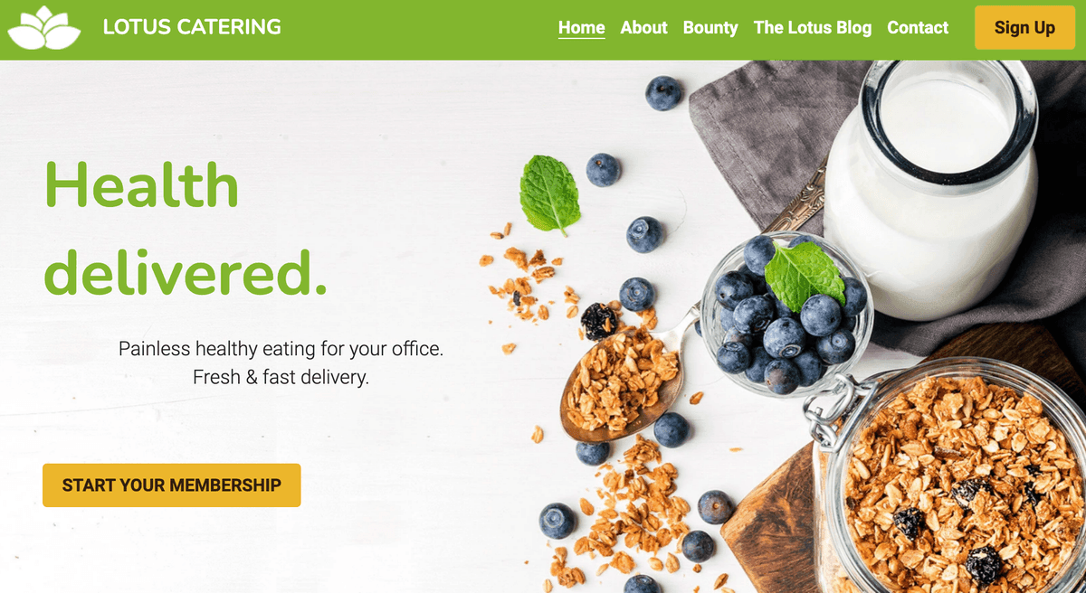 Szablon Lotus Catering od Strikingly