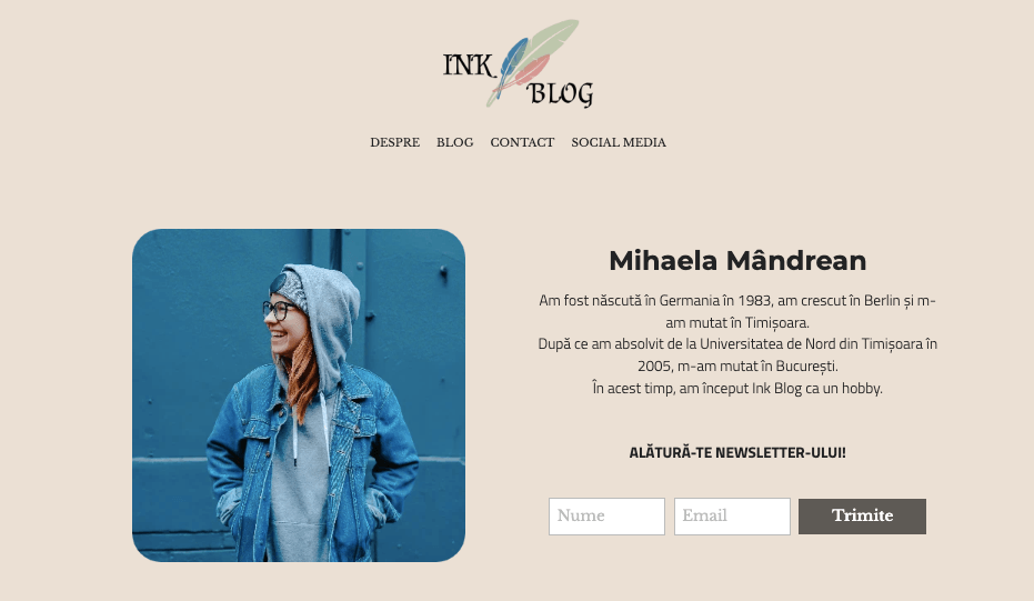 Șablon Blog Ink de la Strikingly