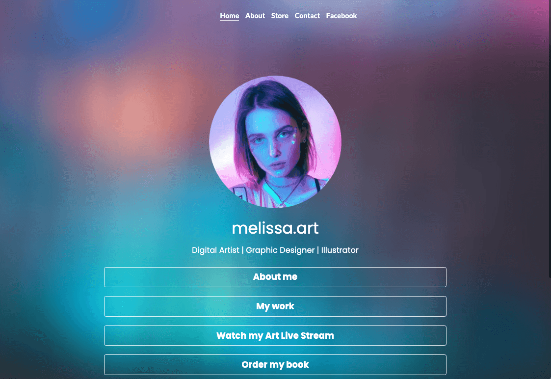 Szablon Melissa.Art od Strikingly