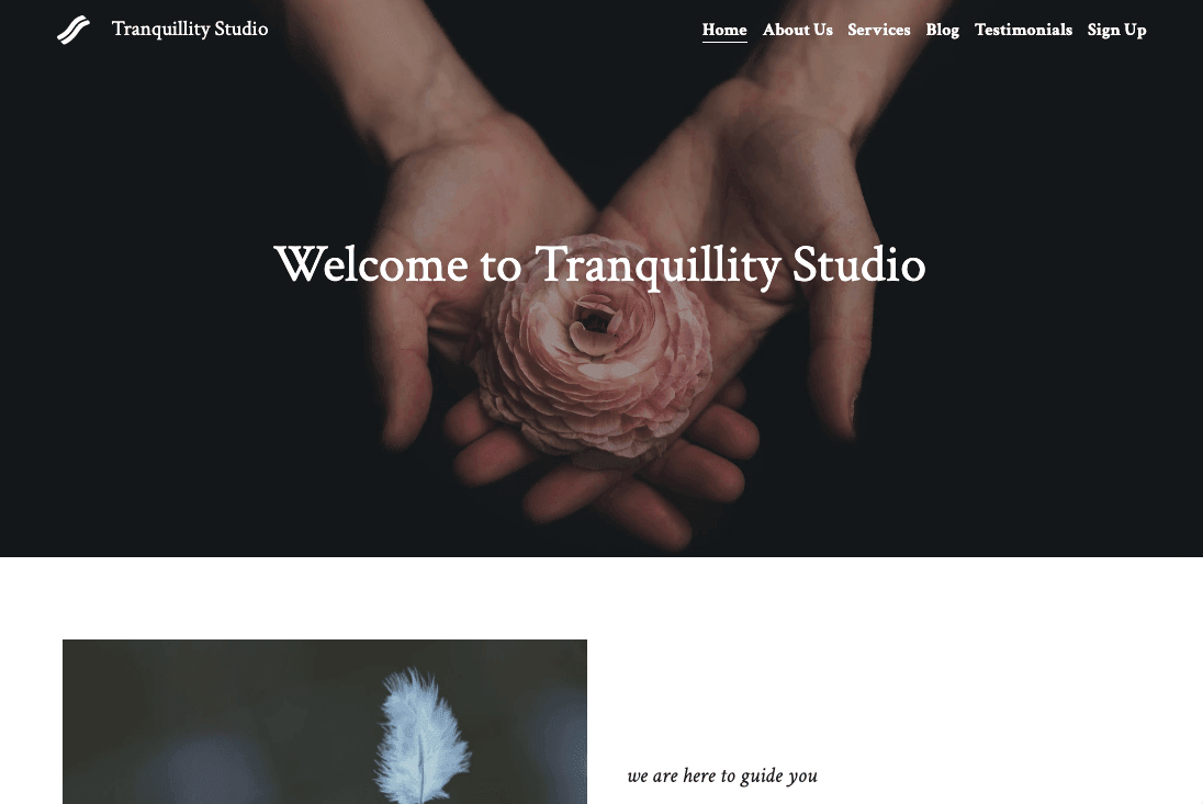 Tranquility Studio Splash-sivumalli
