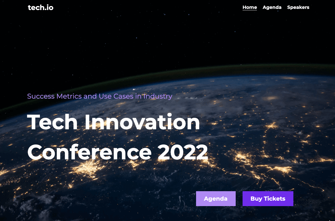 Szablon Tech.Io od Strikingly