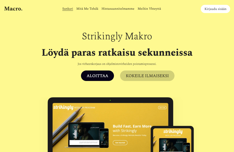 Makro Malli Kehotus Toimintaan Strikinglystä