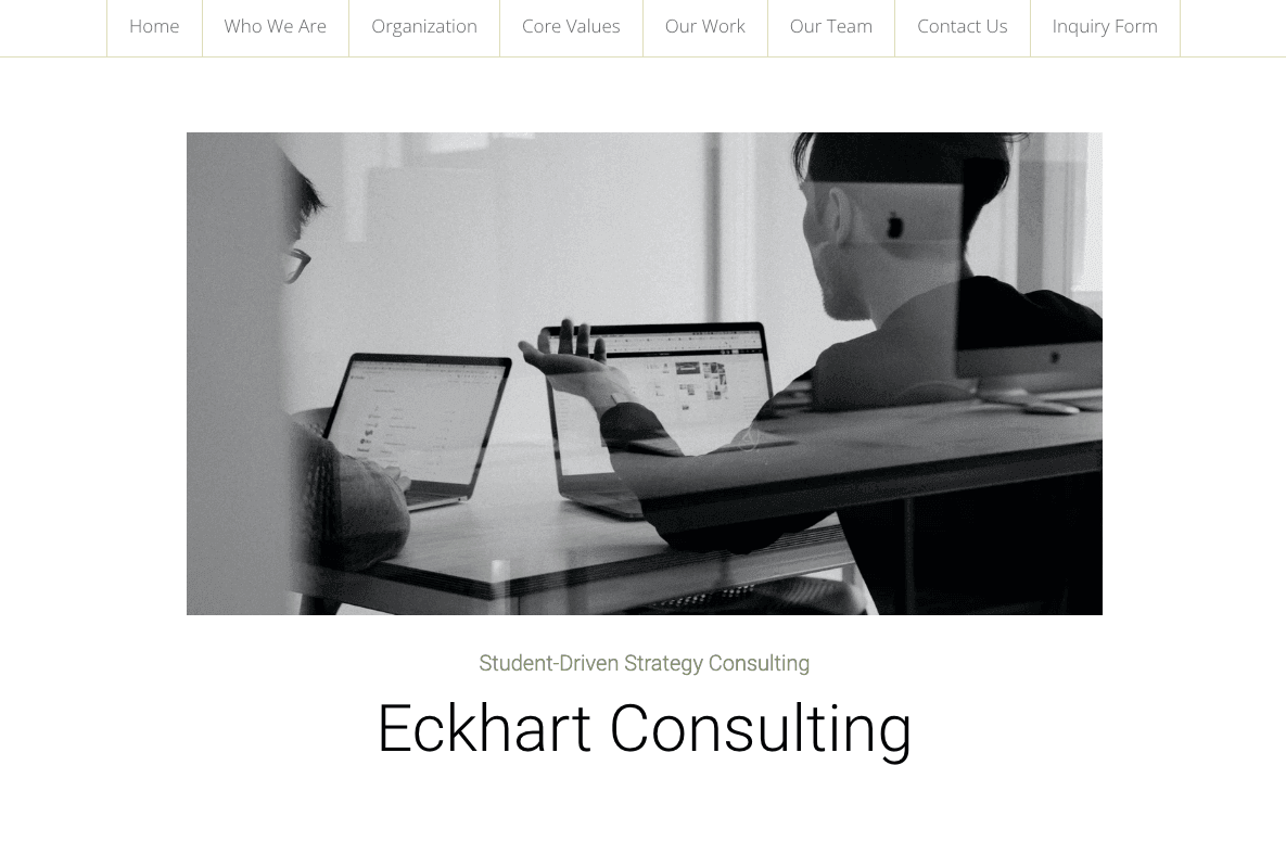 Szablon Konsultingu Eckhart od Strikingly