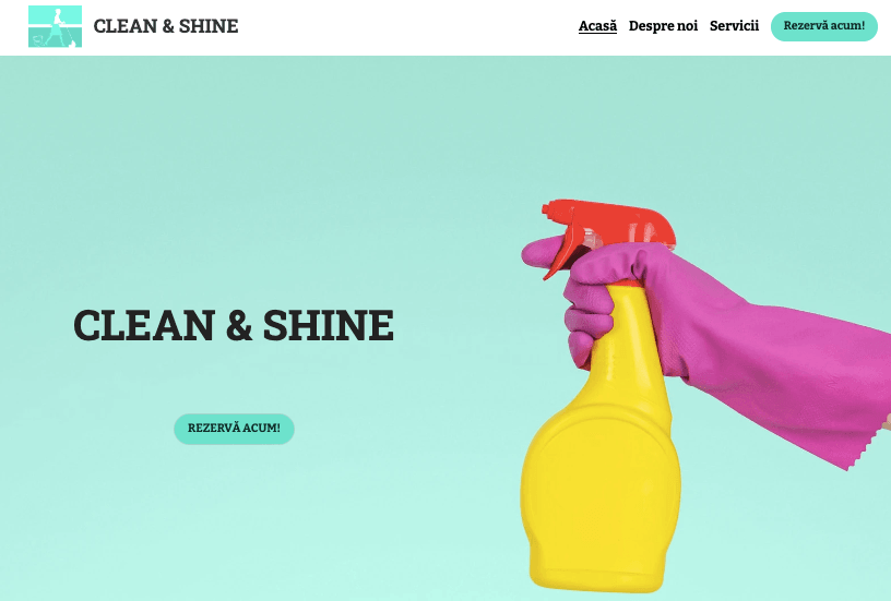 Șablonul Clean & Shine de la Strikingly