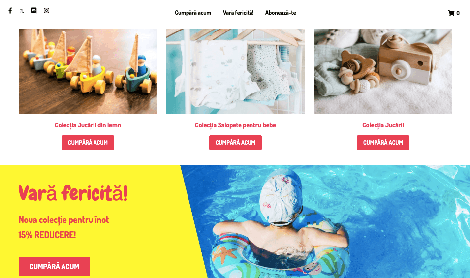 Șablon magazin online Peggi de la Strikingly