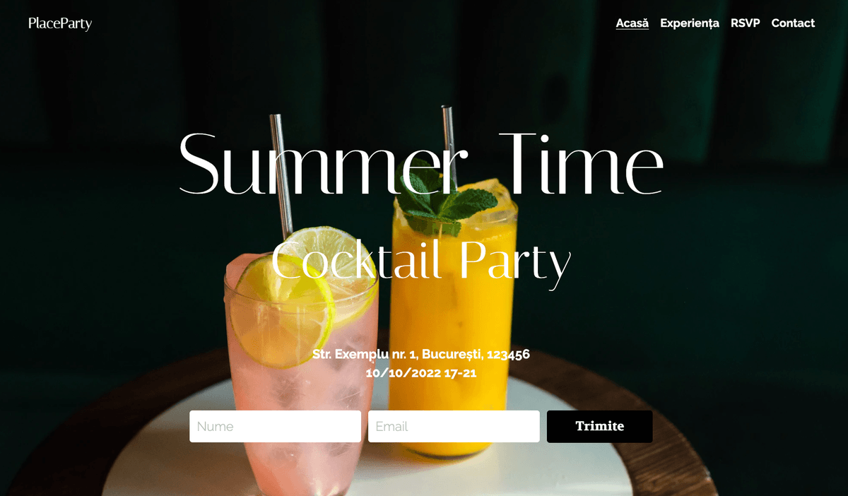 Șablonul Summer Time de la Strikingly