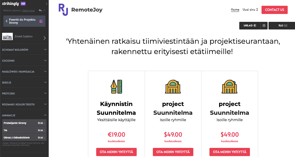 Edytor Stron Internetowych Strikingly