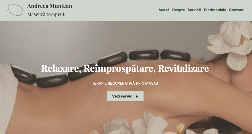 Șablon pentru terapeuți de masaj de la Strikingly