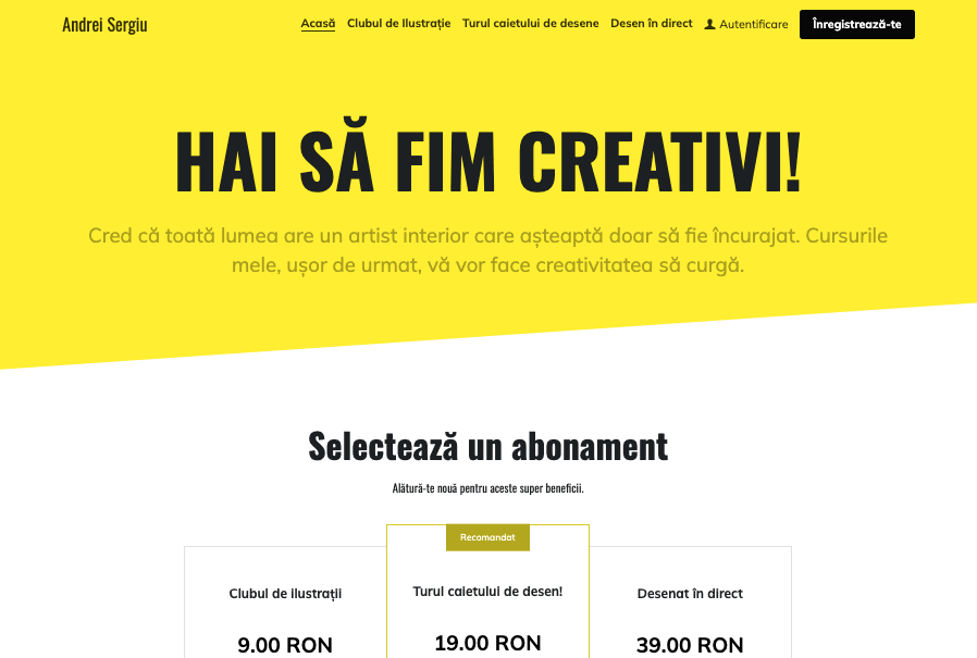 Să ne lăsăm inspirați de șablonul Get Creative de la Strikingly