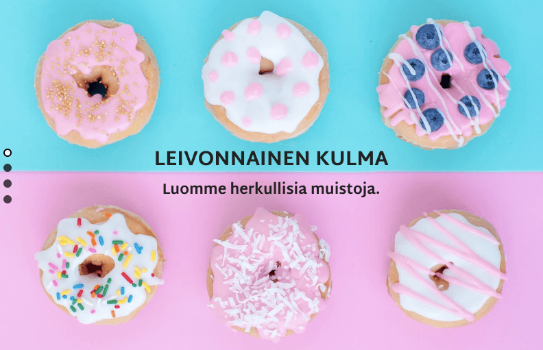 Pastry Cornerin laskeutumissivun mallipohja Strikinglyltä