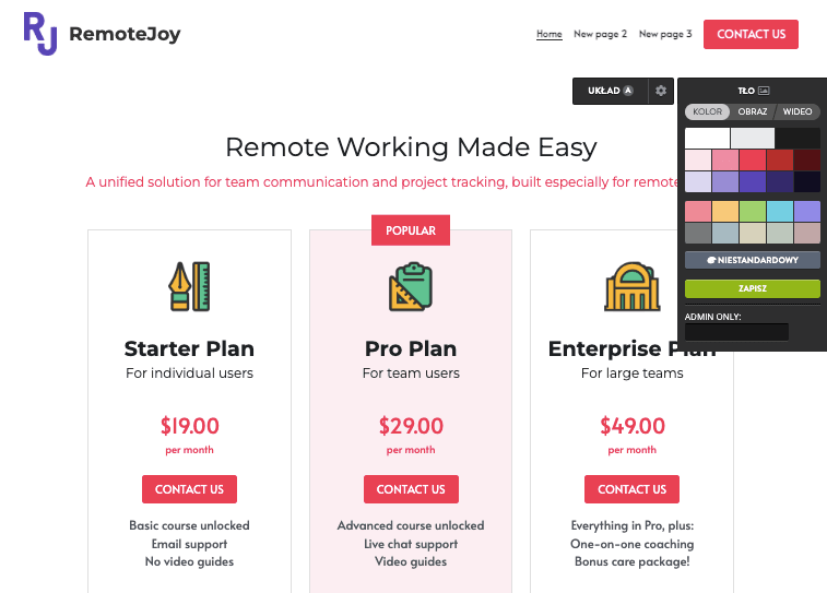 Edytor sklepu Strikingly