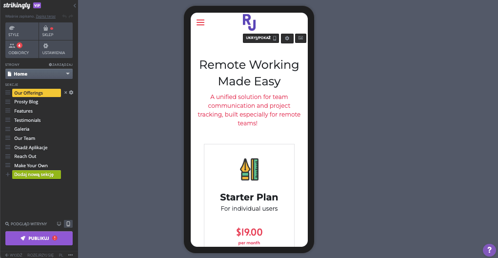 Funkcje Strikingly, które zapewniają najwyższą prędkość ładowania stron i najwyższą wydajność witryny — responsywny projekt