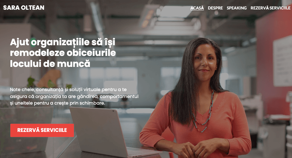 Șablonul Sarah Worthy de la Strikingly