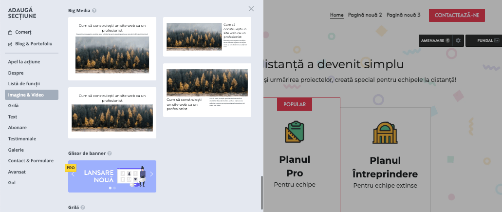 Cinemagraphs pe Strikingly - Inserează cinemagraph în secțiune