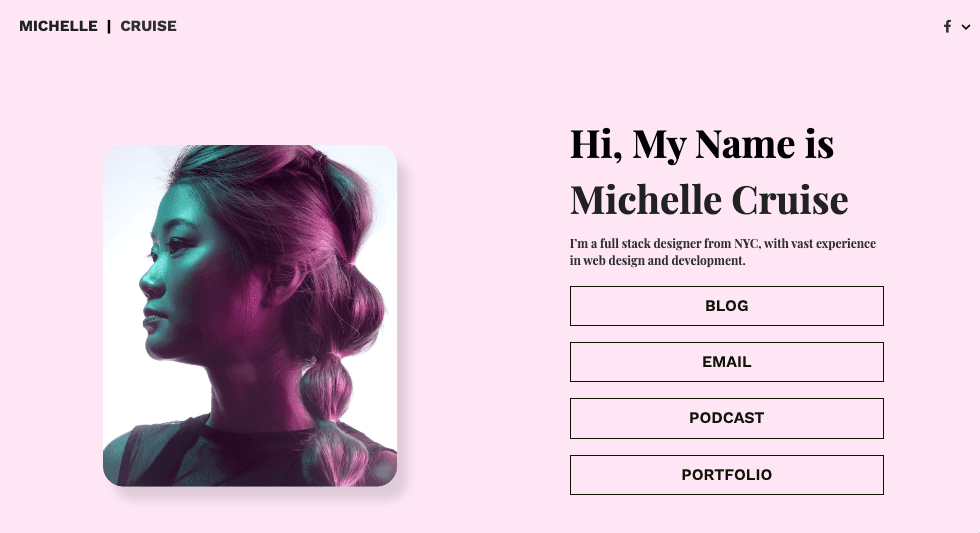 Szablon Michelle Cruise od Strikingly