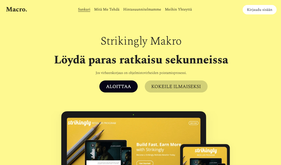 Makro Template Strikinglyltä