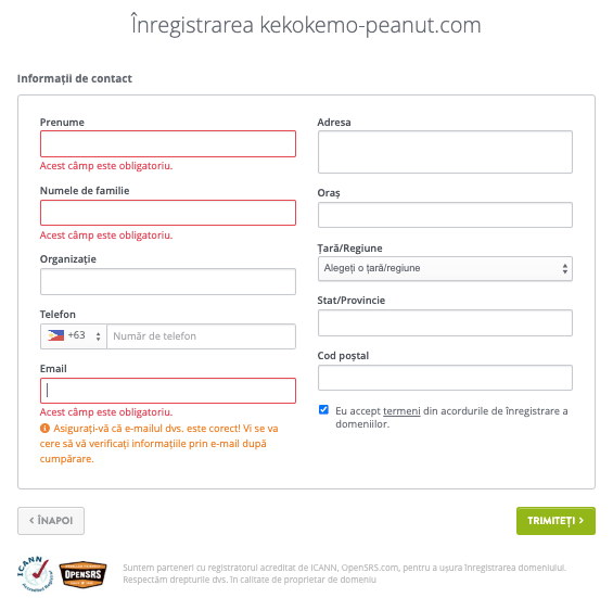 Implementarea domeniilor scurte cu Strikingly - Înregistrare completă