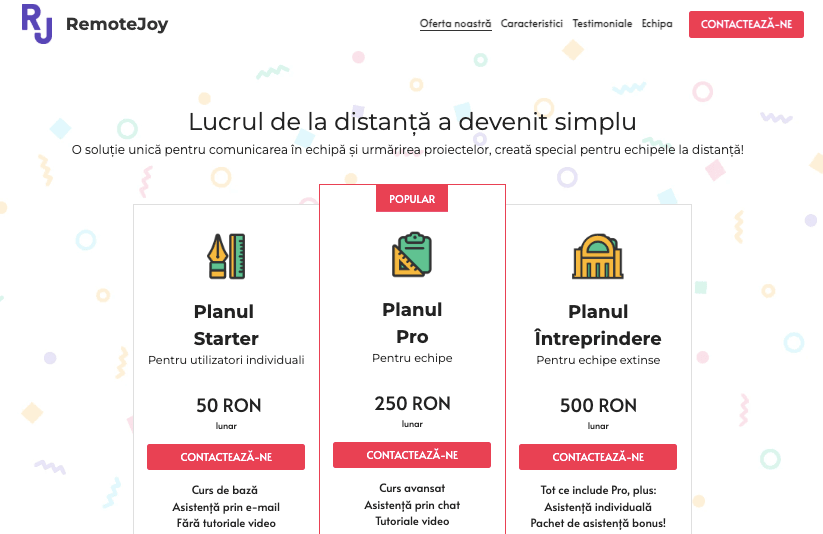 Template Remote Joy de la Strikingly