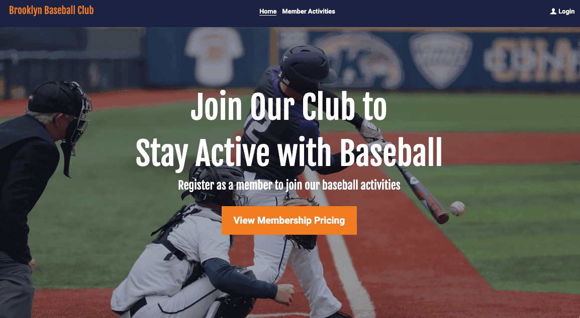 Plantilla de club de béisbol de Strikingly