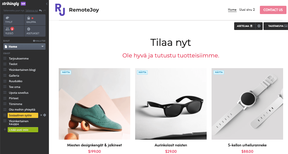 Strikingly-verkkosivustosi optimointi mobiilipikamyyntiä varten