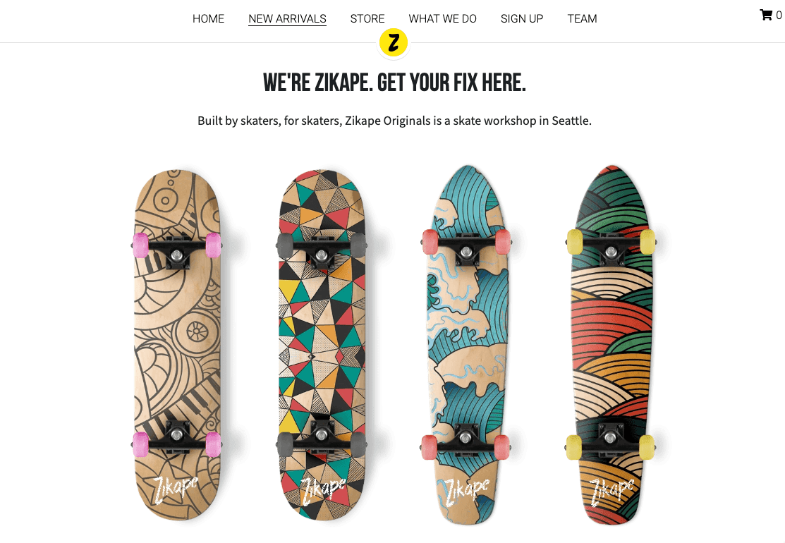 Szablon Zikape z Strikingly