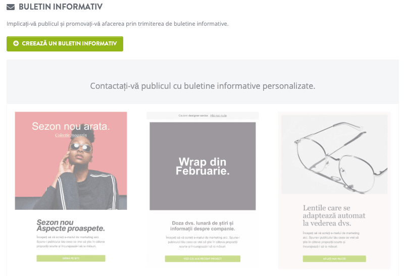 Strikingly buletin informativ caracteristică pentru B2B marketing prin email