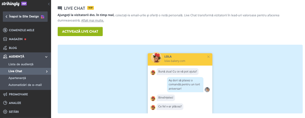 Activează live chat