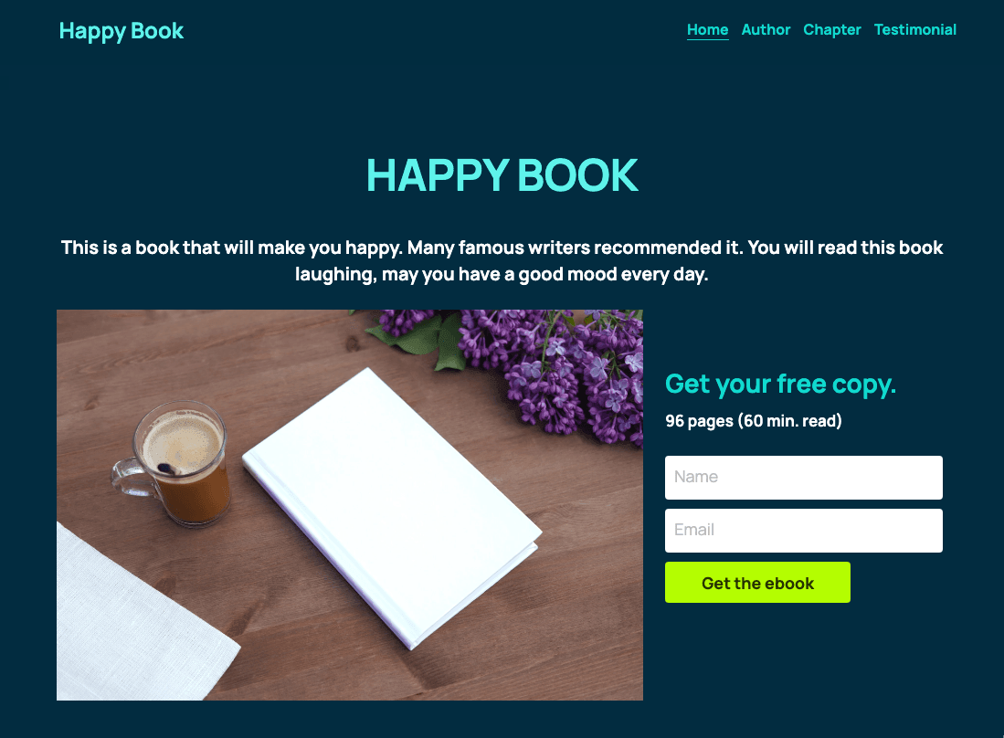 Szablon Happy Book z Strikingly