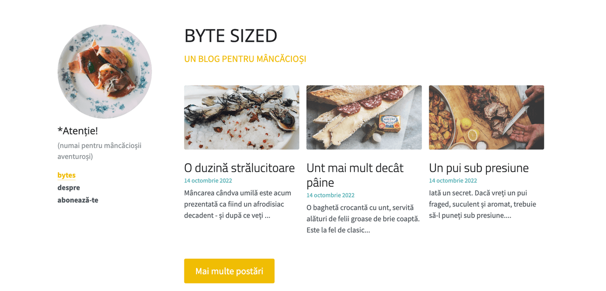Template de dimensiuni mici de la Strikingly