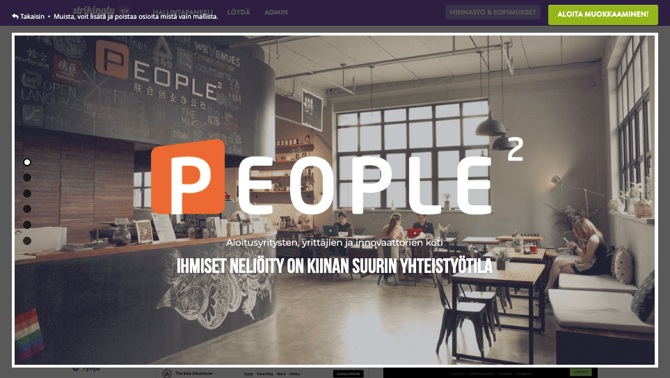 Verkkosivuston etusivu silmiinpistävästi - selkeä otsikko ja iskulause