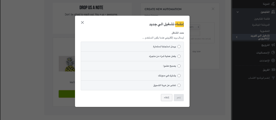إنشاء مسار تسويق رقمي على Strikingly - متابعة البريد الإلكتروني