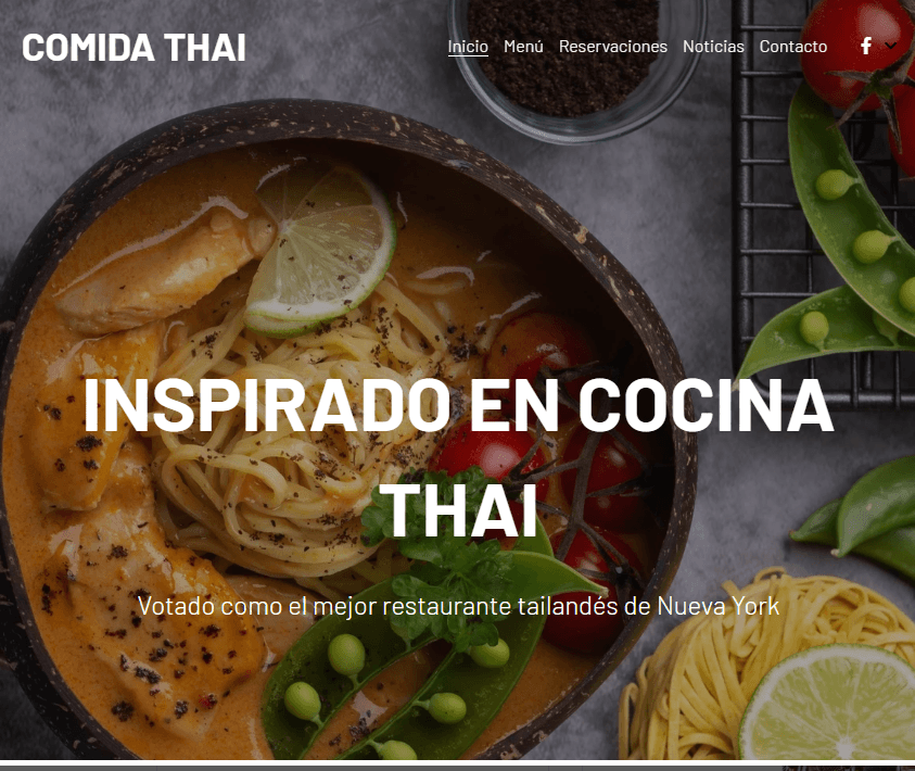 Plantilla de restaurante tailandés de Strikingly