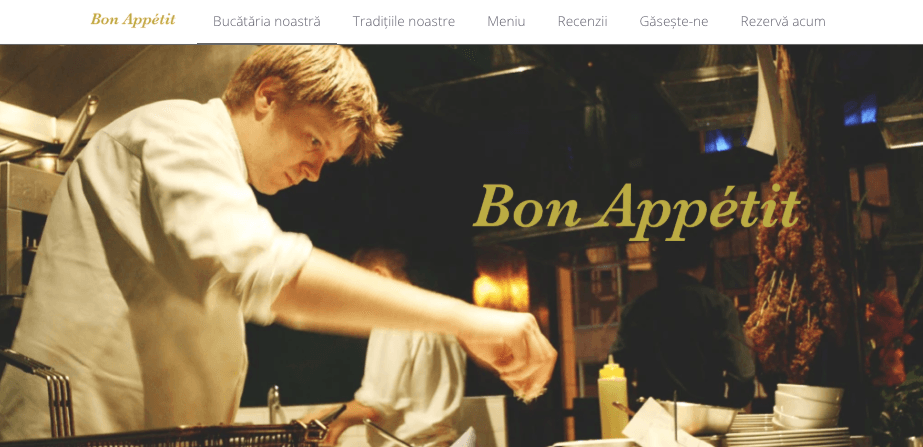 Șablonul de site web pentru restaurant Bon Appetit de la Strikingly
