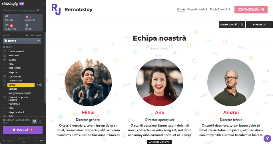 site personal - Utilizarea Strikingly - creați și gestionați cu ușurință conținut captivant