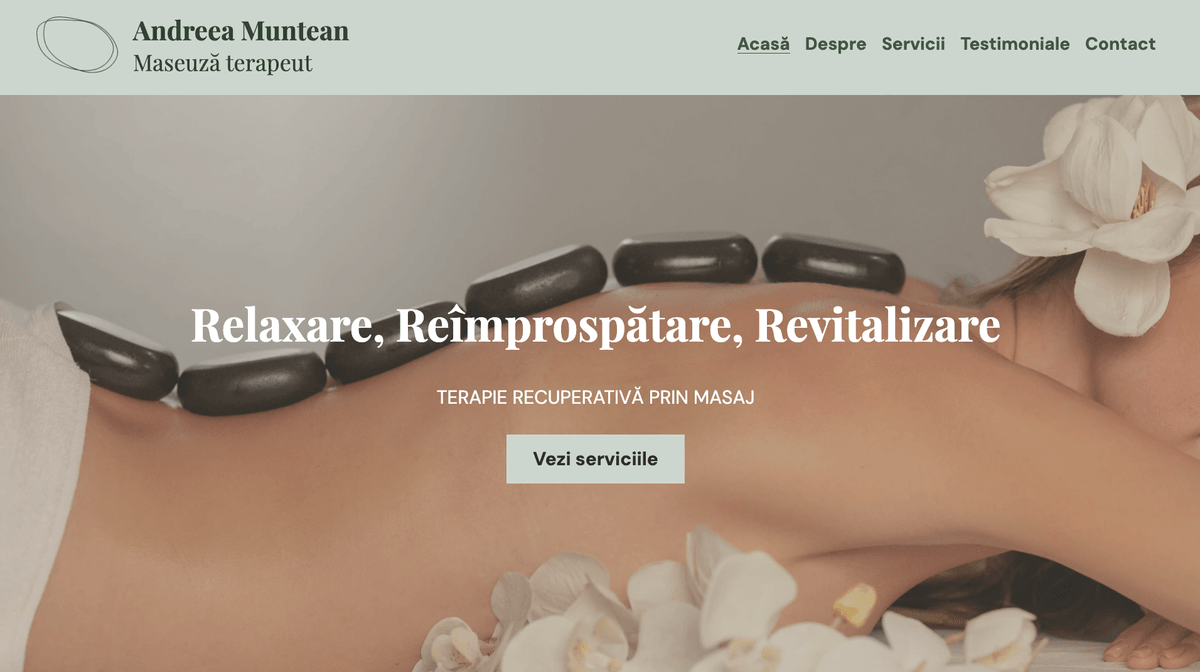 Șablon pentru terapeuți de masaj de la Strikingly