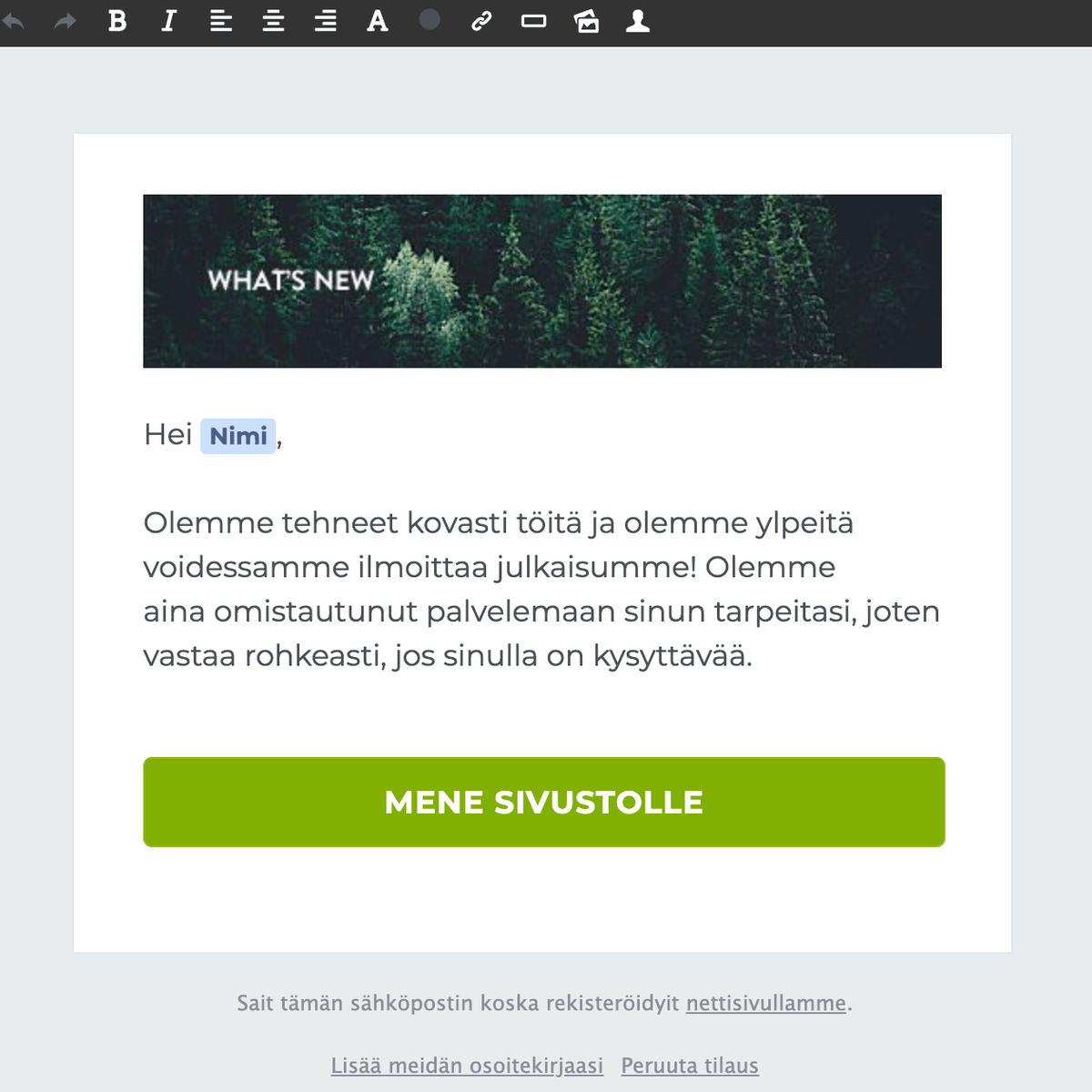 Strikingly Uutiskirje Editori