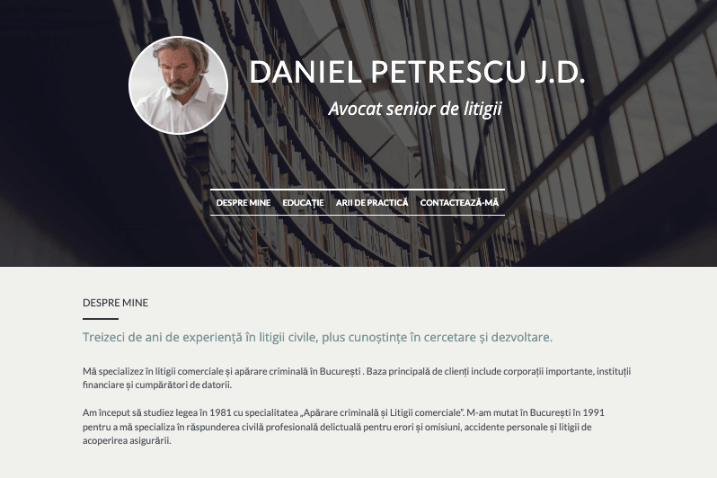 Biografie pentru site-ul web din șablonul de cafea