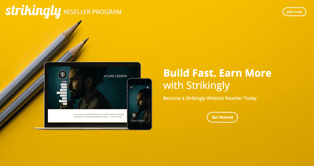 صفحة هبوط برنامج موزع Strikingly