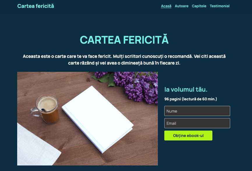 Happy Book Template de la Strikingly