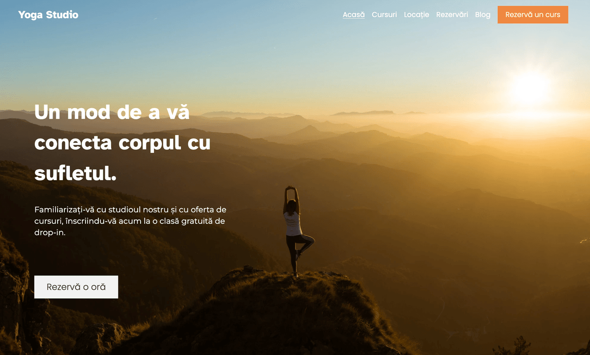 Șablon yoga de la Strikingly