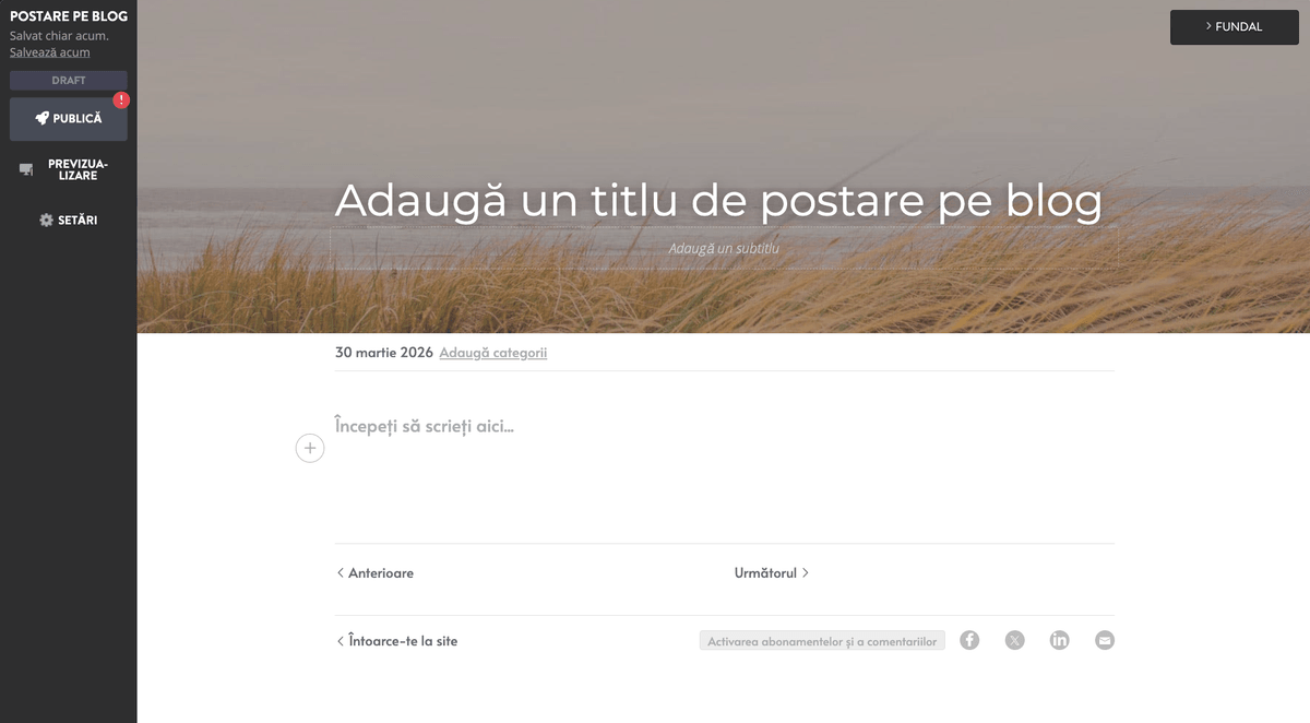 Editorul de blog Strikingly