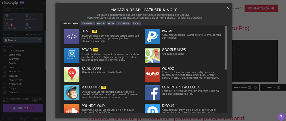 Experiență revoluționară pentru clienți cu Strikingly - Integrare cu instrumente terțe