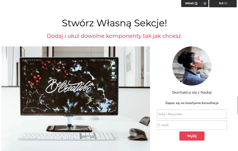 Strikingly Zrób Własną Sekcję