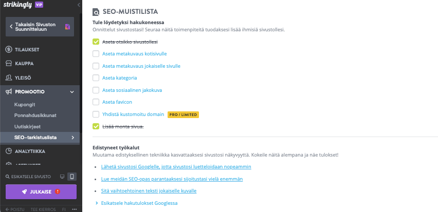 Myy tuotteitasi menestyksekkäästi Strikingly -hakukoneoptimoitujen työkalujen avulla