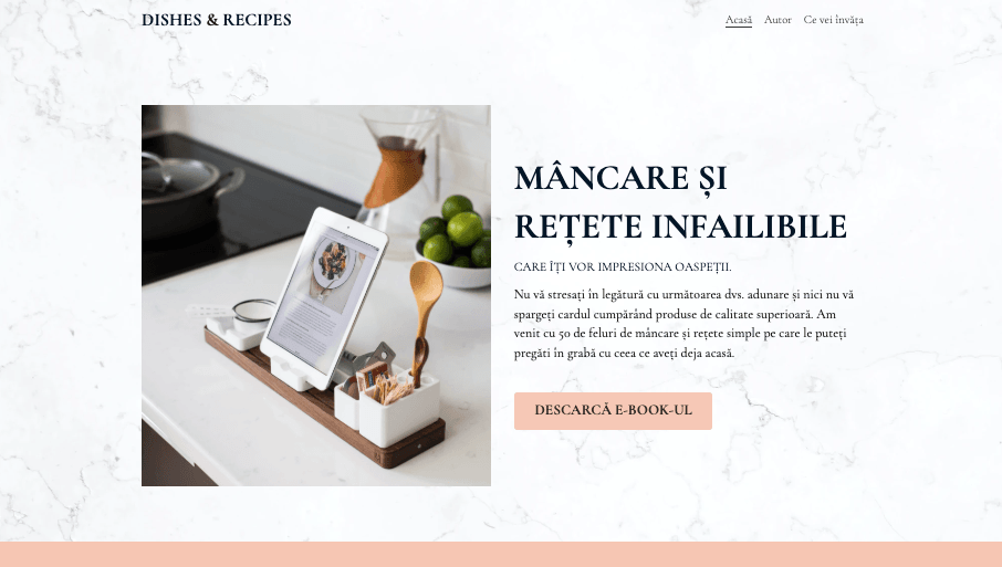 Șablon de descărcare digitală pentru Mâncăruri & Rețete de la Strikingly