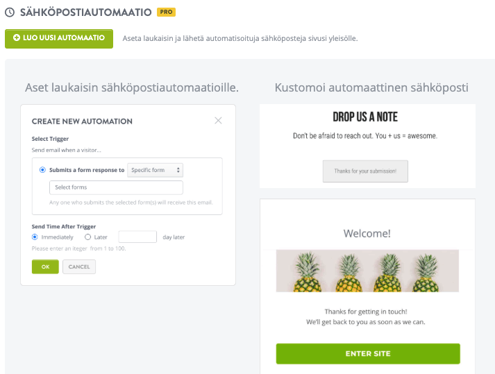 Strikingly Sähköpostiautomaatio